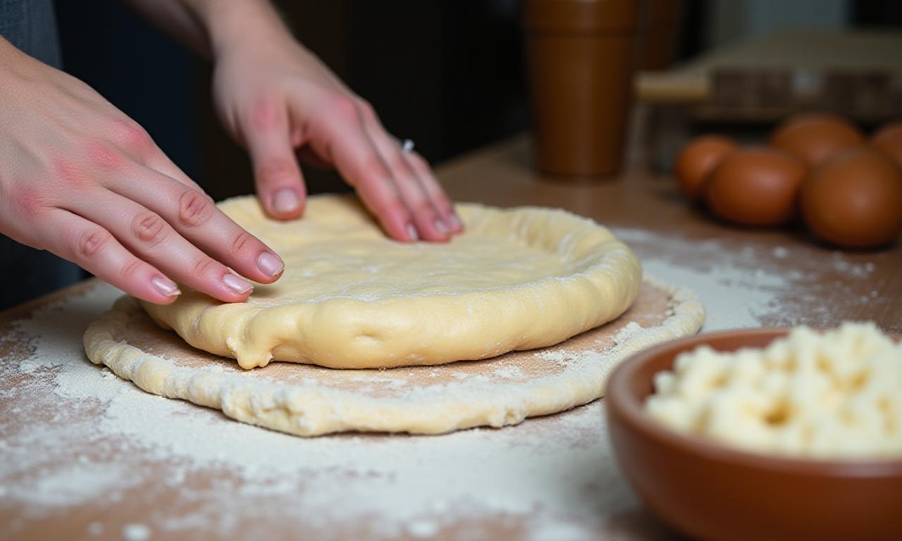Artisan baker handling soft, elastic sourdough in a rustic kitchen setting